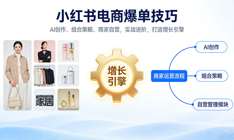 小红书电商爆单技巧：AI创作、组合策略、商家自营，实战进阶，打造增长引擎