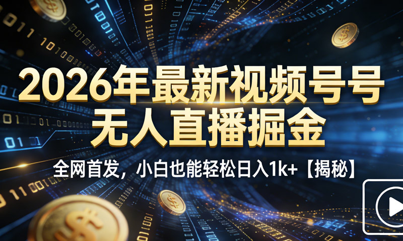 2026年最新视频号无人直播掘金，全网首发，小白也能轻松日入1k+【揭秘】