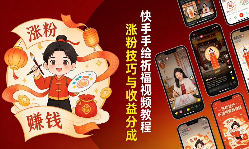 快手手绘祈福视频教程，涨粉技巧与收益分成