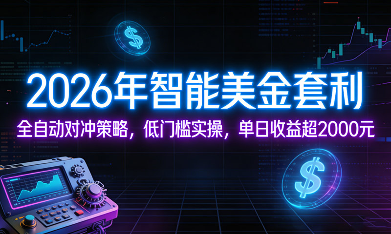 2026年智能美金套利：全自动对冲策略，低门槛实操，单日收益超2000元