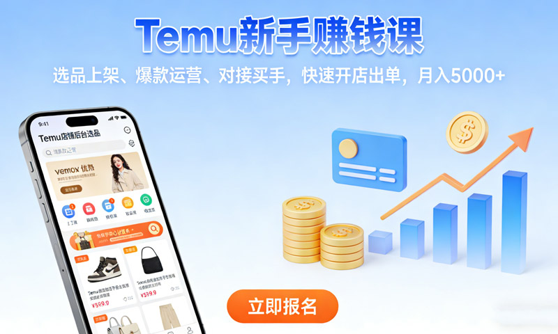 Temu新手赚钱课：选品上架、爆款运营、对接买手，快速开店出单，月入5000+