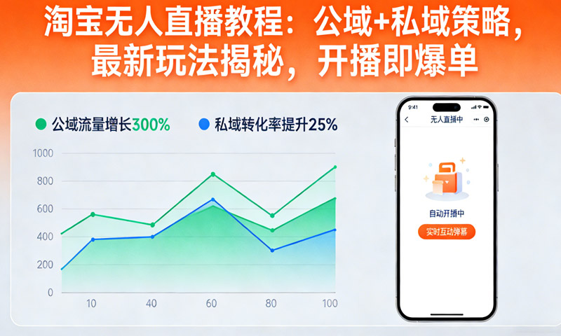【免费分享】淘宝无人直播教程：公域+私域策略，最新玩法揭秘，开播即爆单