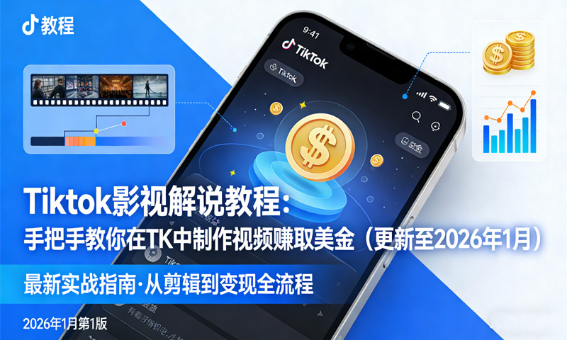 Tiktok影视解说教程：手把手教你在TK中制作视频赚取美金（更新至2026年1月）